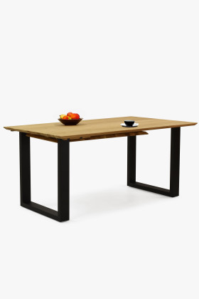 Massiver Eichentisch mit Metallbeinen, Ausziehbar 160-210 cm